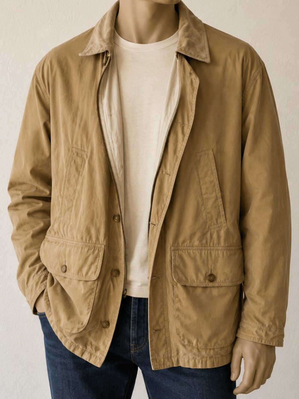 VTG Faconnable Albert Goldberg Utility Jacket Beige M Water Resistant Old Money